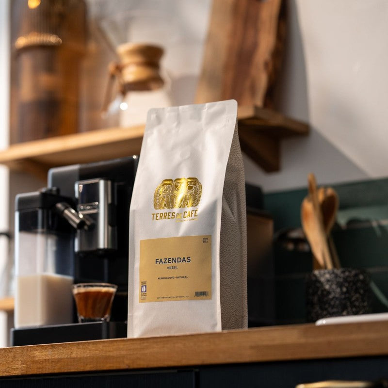 Paquet de café bio BRÉSIL FAZENDAS MUNDO NOVO BIO 1 kg vue arrière