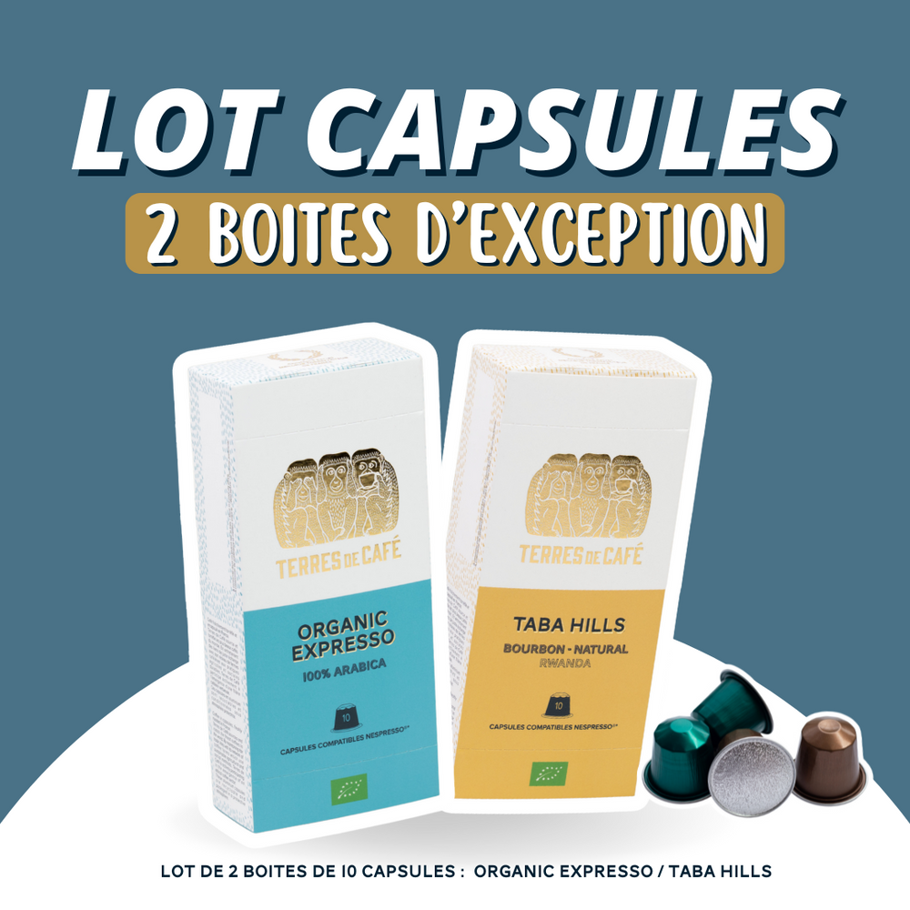 Lot de 2 boîtes de capsules de café bio – Terres de Café