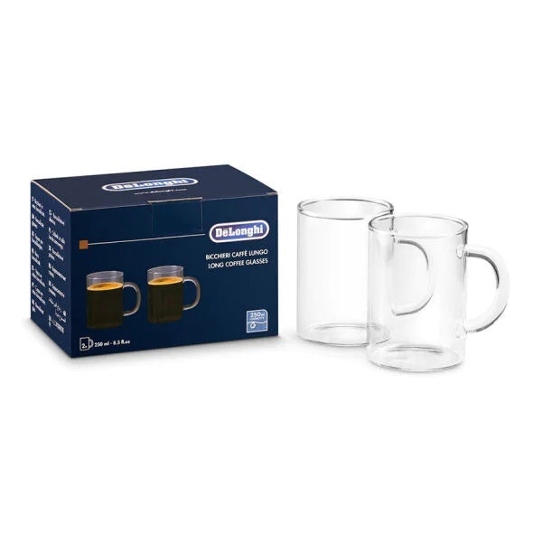 Set 2 tasses lungo transparentes - DELONGHI - machine à café