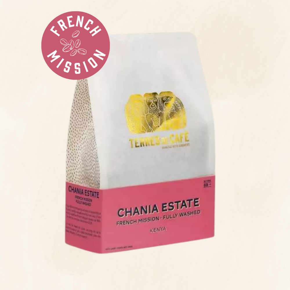 Paquet de café KENYA CHANIA ESTATE FRENCH MISSION 250 g vue arrière