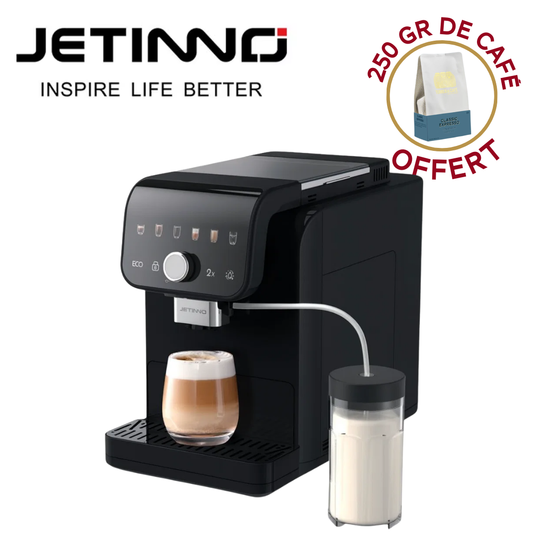 Machine à café Jetinno JETINNO - JL05B Machine à café à grain automatique connectée avec pot à lait vue de face
