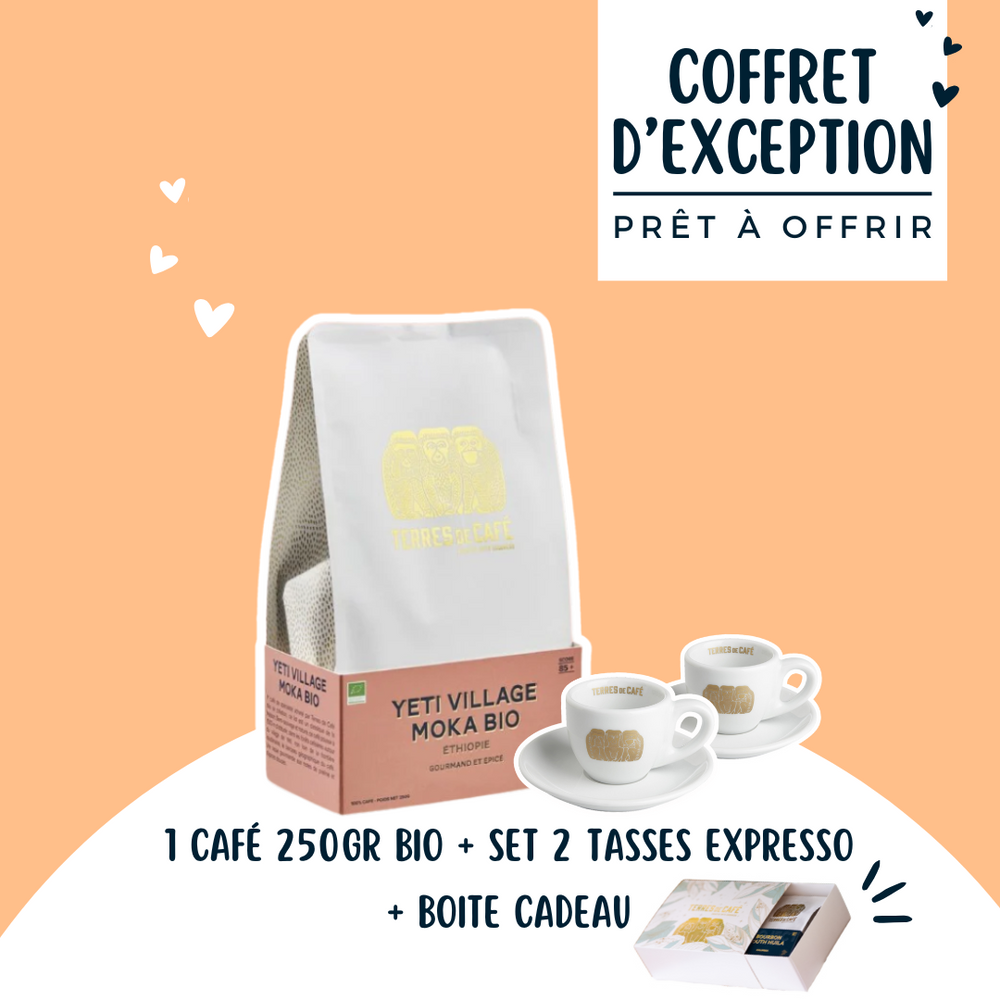 Coffret Yeti Village 250gr + set 2 tasses expresso