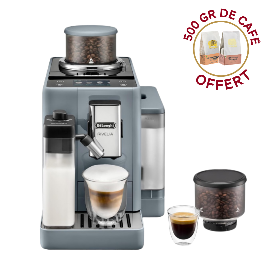 De'Longhi Rivelia EXAM440.55 avec pot à lait gris - Machine automatique bean-to-cup - Terres de Café